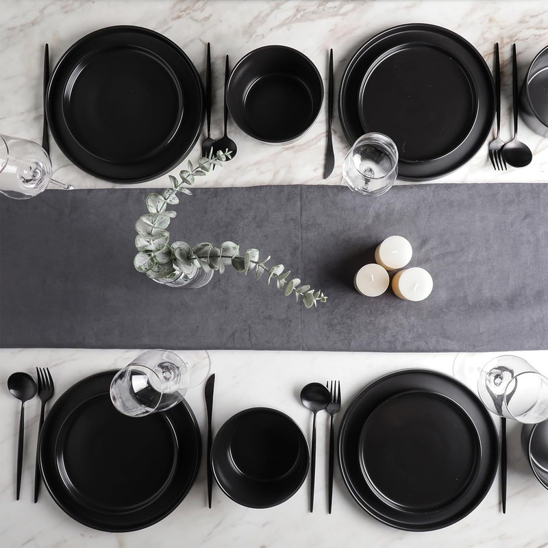 Stone Lain Celina Stoneware 16pc Dinnerware Set, Service for 4, Black (Open Box) gallery