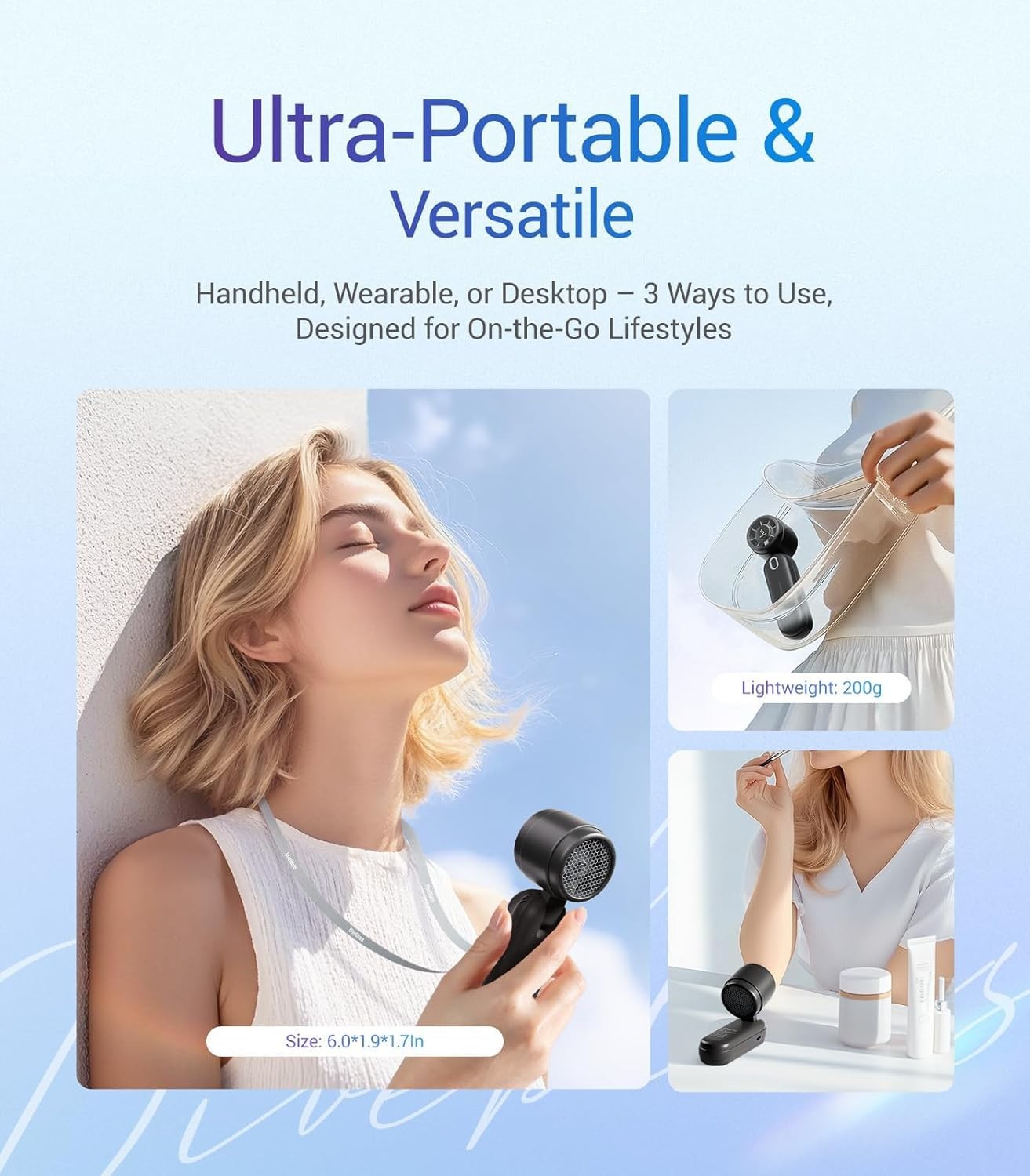 Diveblues Handheld Fan 4000mAh Portable Turbo Fan 12H Cooling LED 3 in 1 Travel gallery