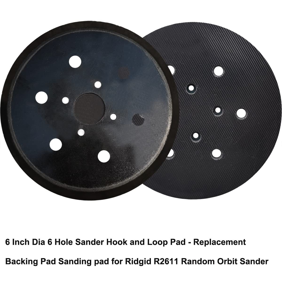 6 Inch Hook & Loop Sanding Pad with 6 Holes - Ideal Replacement for Black gallery