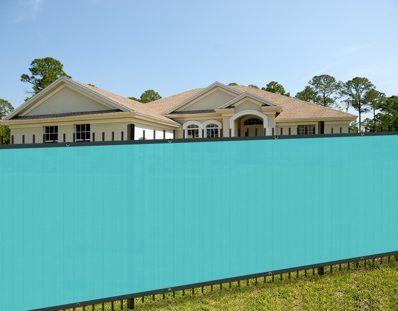 2ft Turquoise Fence Privacy Screen Commercial 95% Blockage Mesh Fabric Gromment gallery