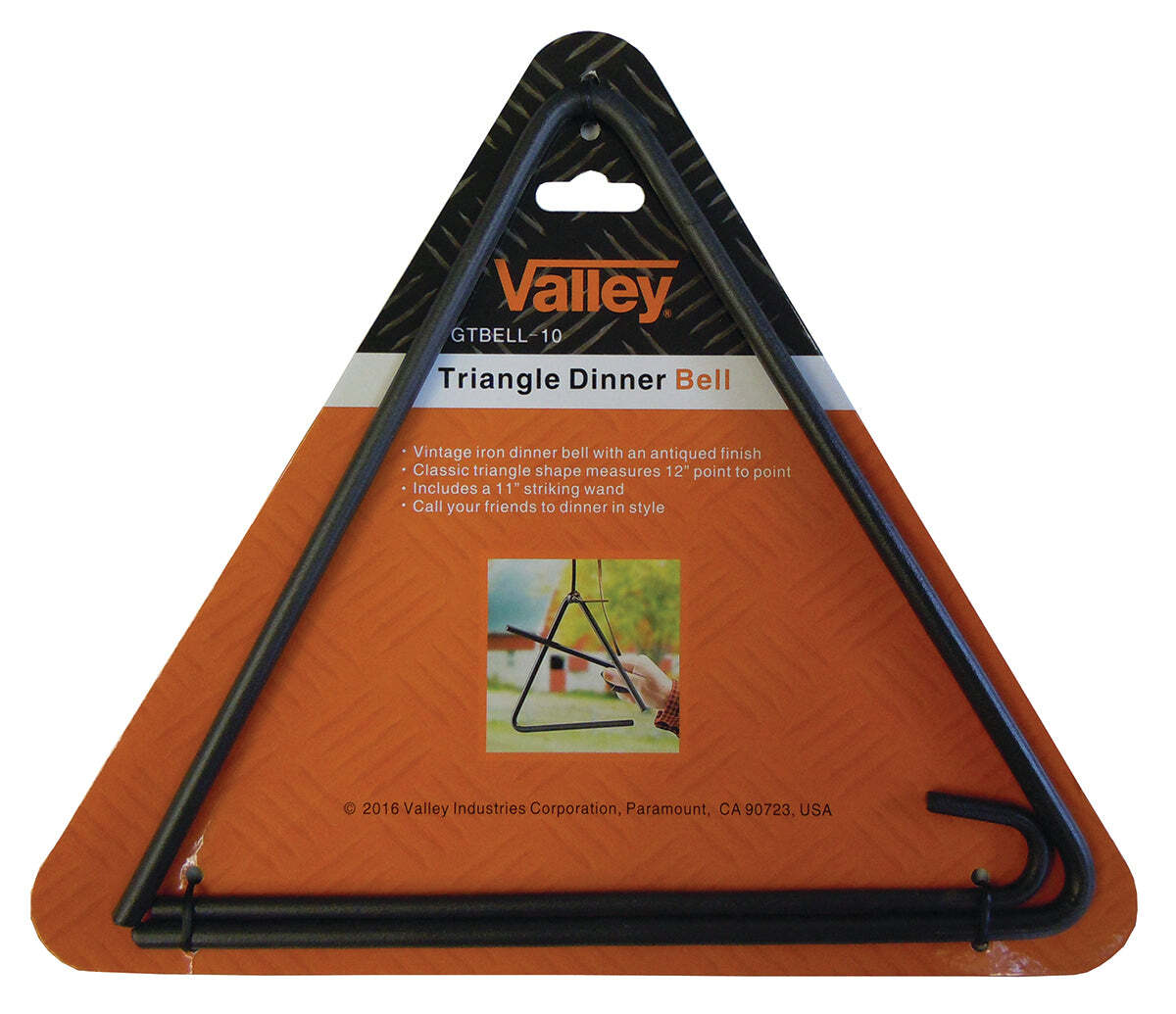 Valley 12" Iron Triangle Dinner Bell, Antique Black Finish gallery