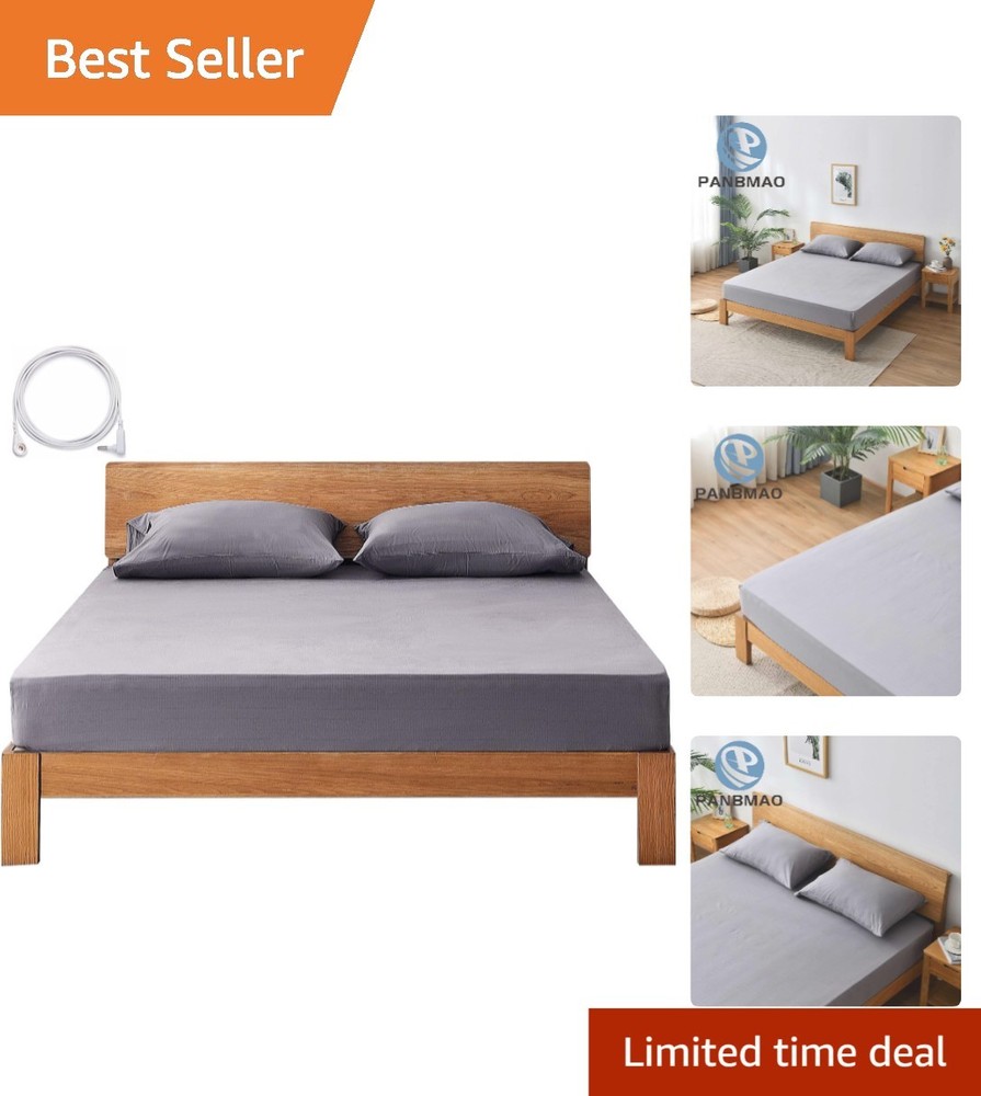Fitted Grounding Bed Sheets - Queen, 12% Silver Fiber & Cotton for Better Sleep