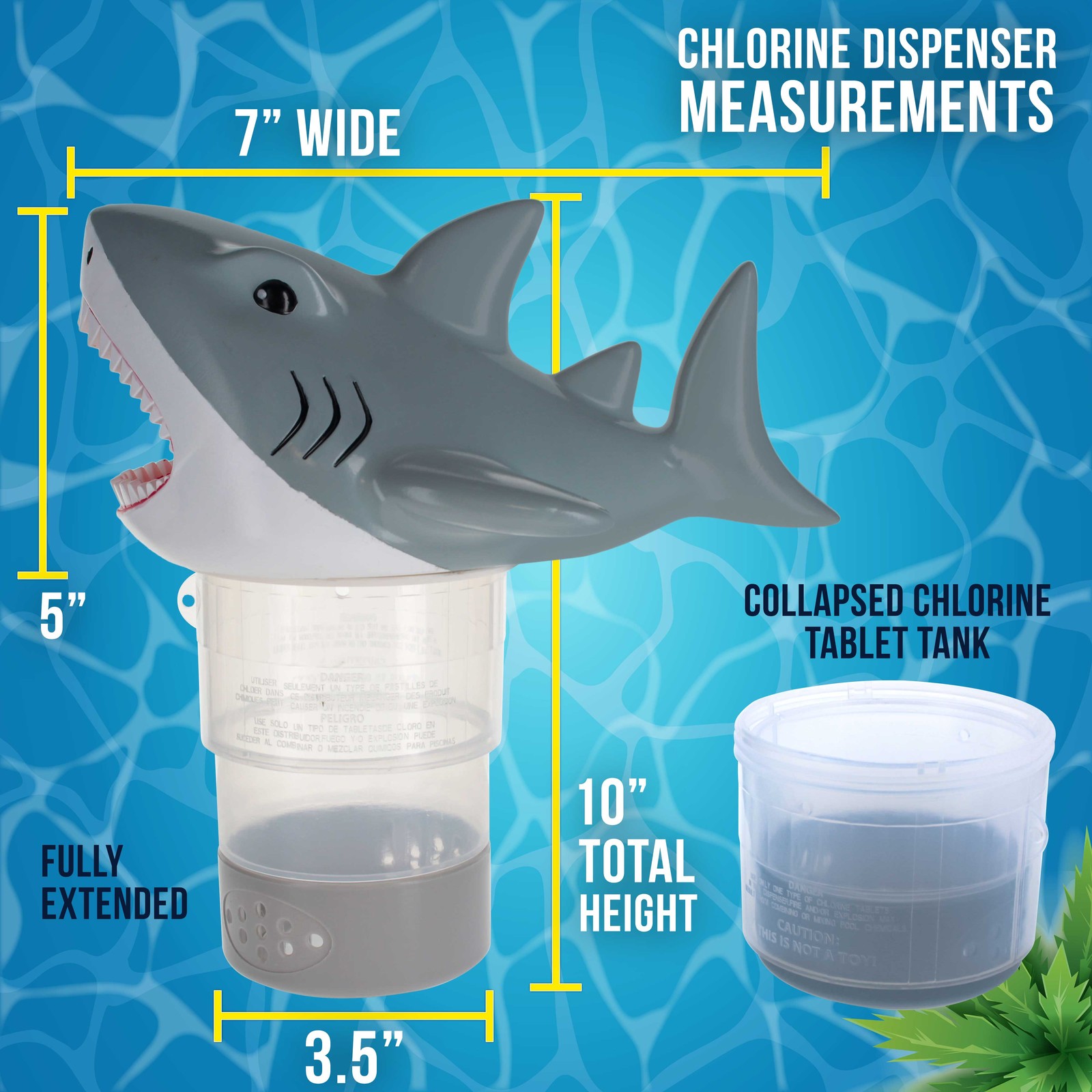 U.S. Pool Supply Open Jaws Shark Floating Pool Chlorine Dispenser Hold 3" Tablet gallery