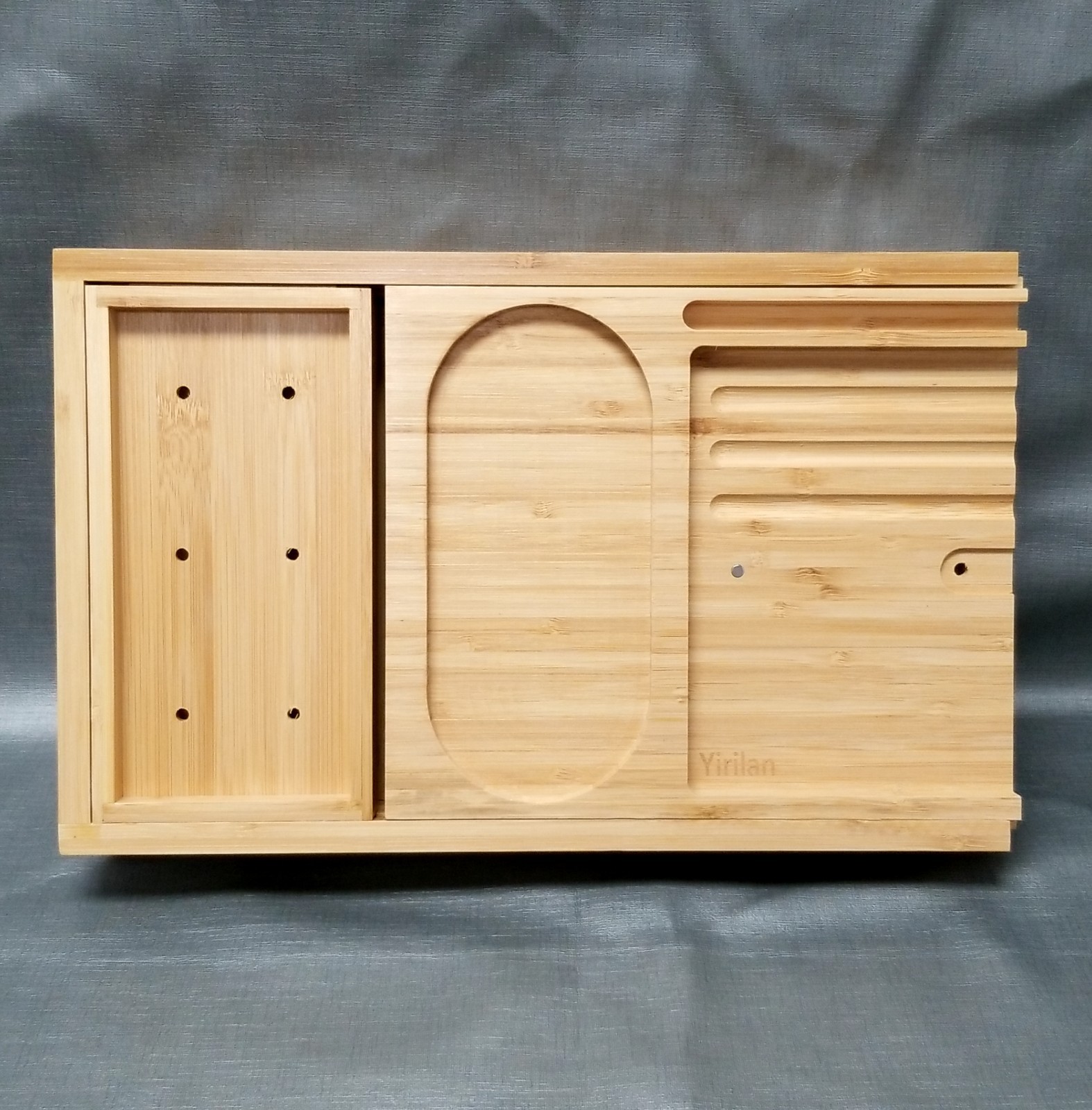 New In Box! Yirilan Adjustable Bamboo Bathtub Caddy Tray - Light Wood Finish gallery
