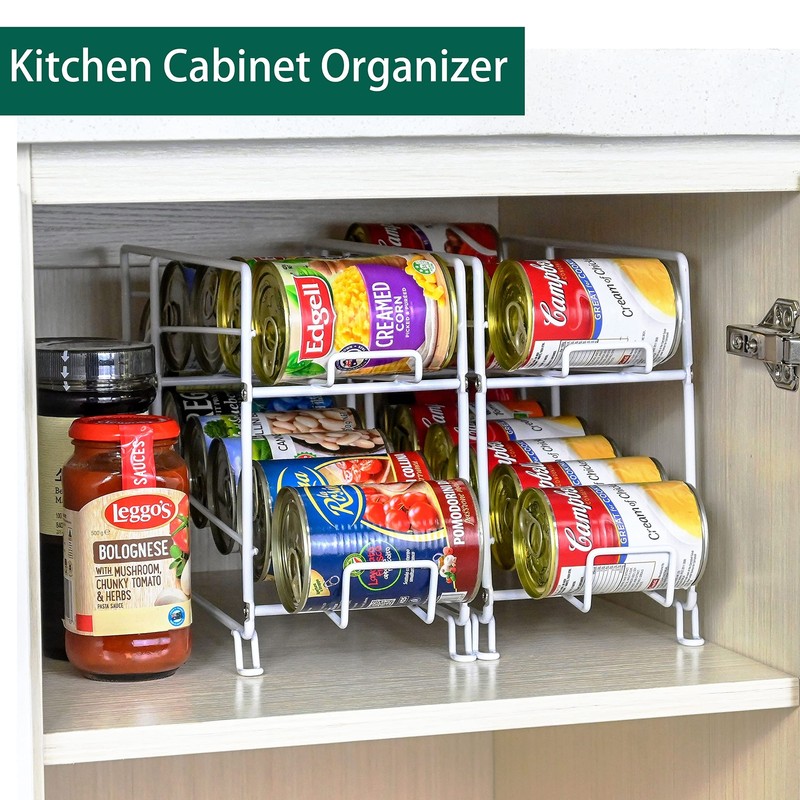 Soda Can Rack Organizer For Pantry Stackable 2 Pack Metal Rustproof Can Dispense gallery