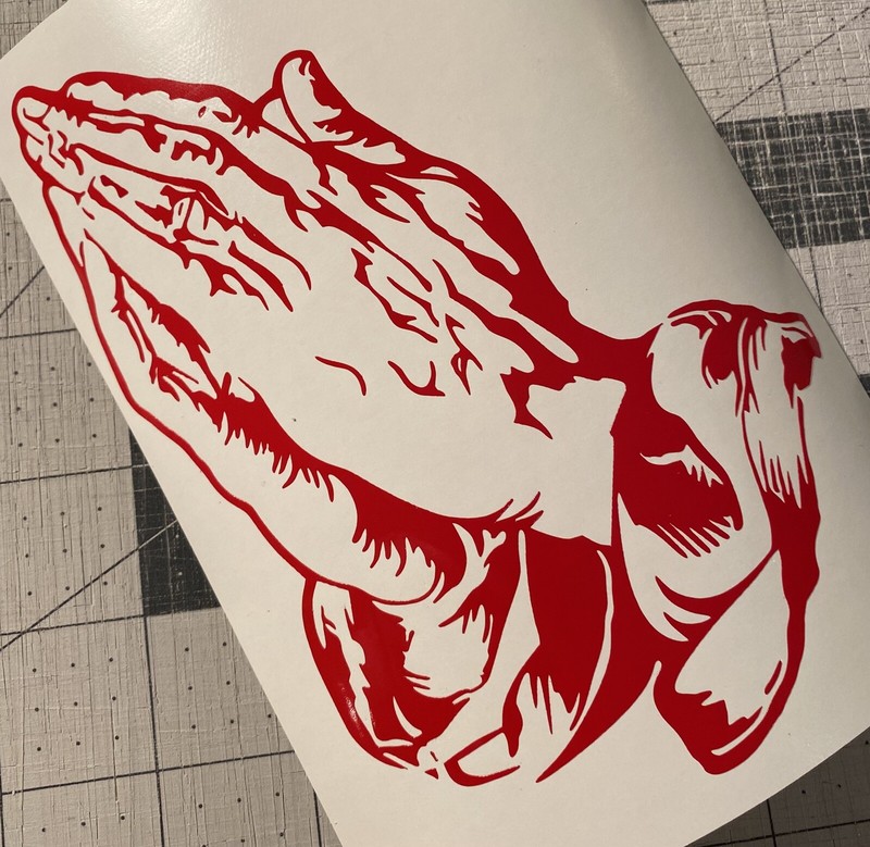 Vinyl Decal for Window - Praying Hands, Various Sizes & Colors gallery