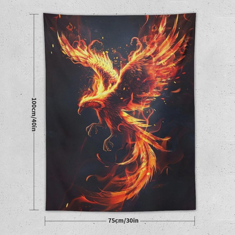 Large Tapestry Wall Hanging Decor Fire Bird Flamebird Phoenix Rising Cool Wal... gallery