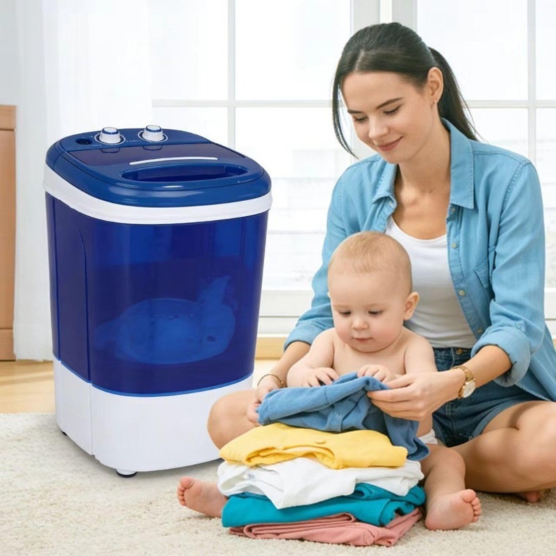 Semi-Automatic Portable Mini Washing Machine with Spin Dryer Compact 8 lbs gallery