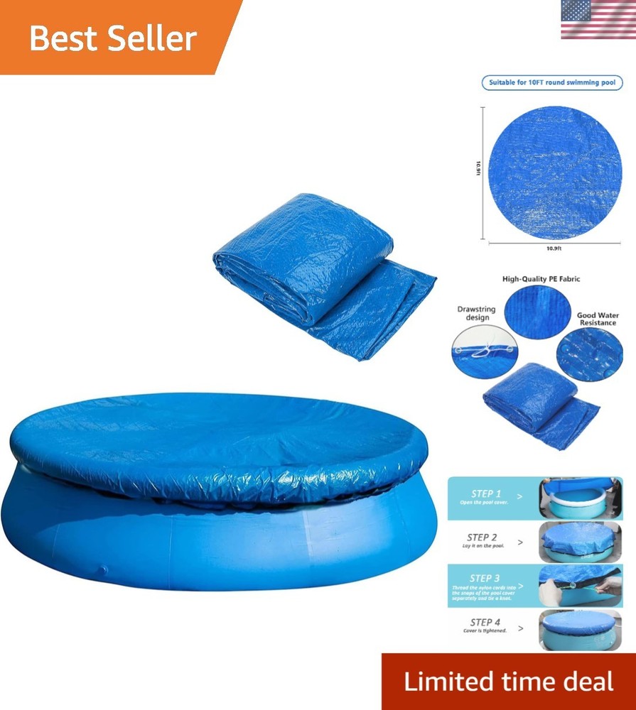 10 Ft Round Pool Cover with Drawstring - Easy Install Solar Heating Blanket