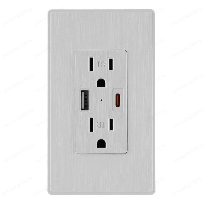 USB Type-C &Type-A Wall Socket Charger AC Power Receptacle Outlet Panel 15A Lot gallery
