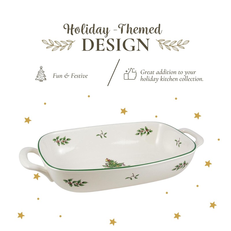 Spode Christmas Tree Porcelain Bread Basket, 14" x 7.5", Giftware & Bakeware gallery