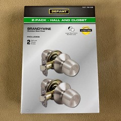 Defiant Brandywine 2 Pack Hall Closet Door Knobs Stainless Steel Finish New