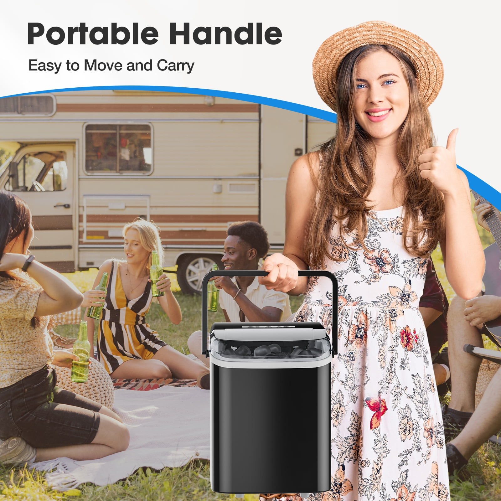 EDX Countertop Ice Maker, Self-Cleaning Machine 9Pcs/6Min 26.5Lbs/24H Black gallery