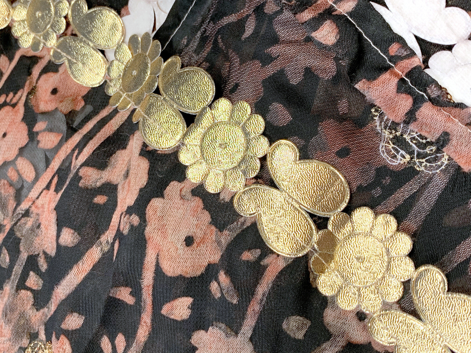 Vintage Gypsy Butterfly Fabric WrapTextile Scarf Brown Black Gold Home Decor gallery