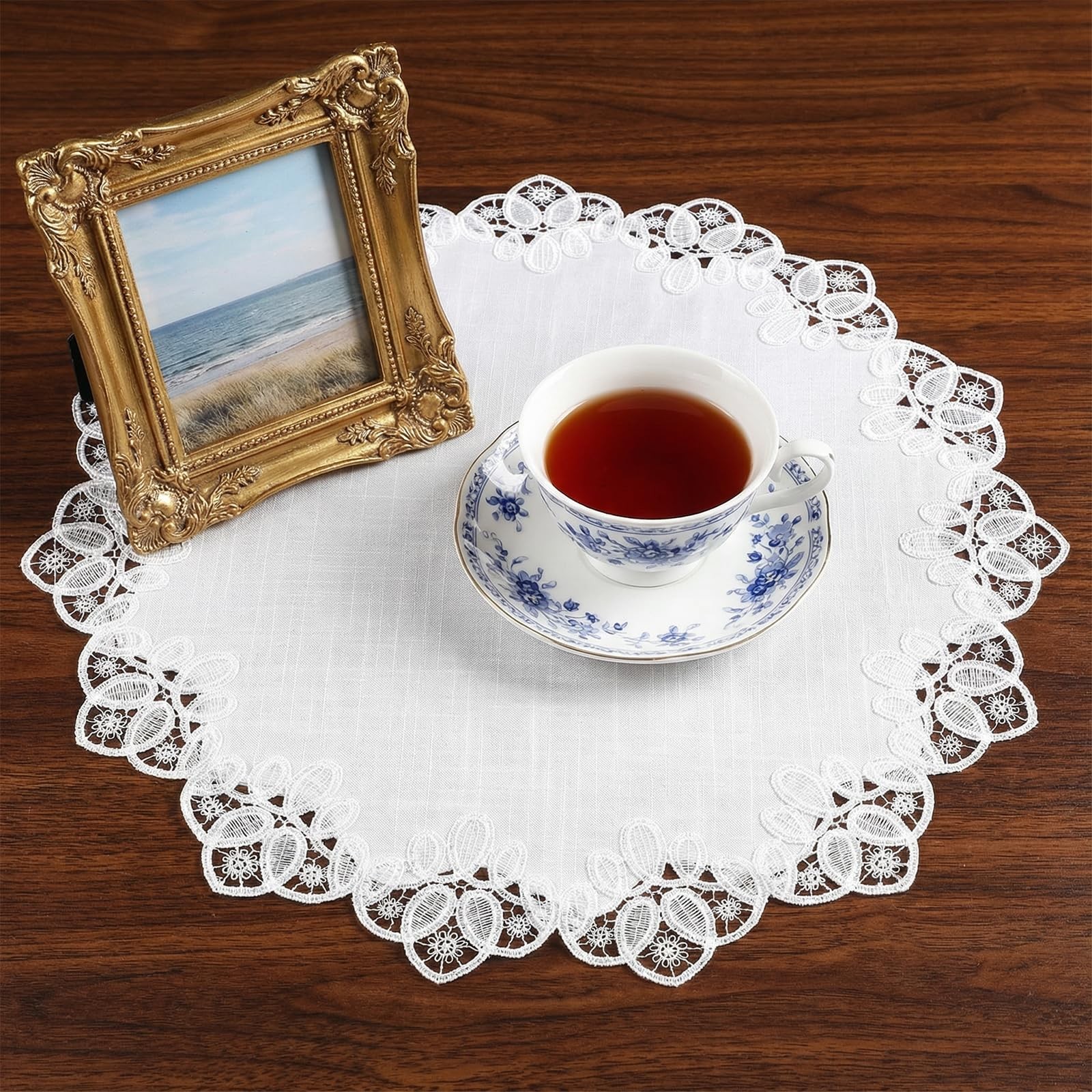European Antique Jacquard Lace Table Doilies 24Inch Round Doily Tablecloth Table gallery