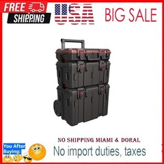 Hyper Tough Hyper Stack Heavy Duty 3 Piece Modular Rolling Toolbox System, Black