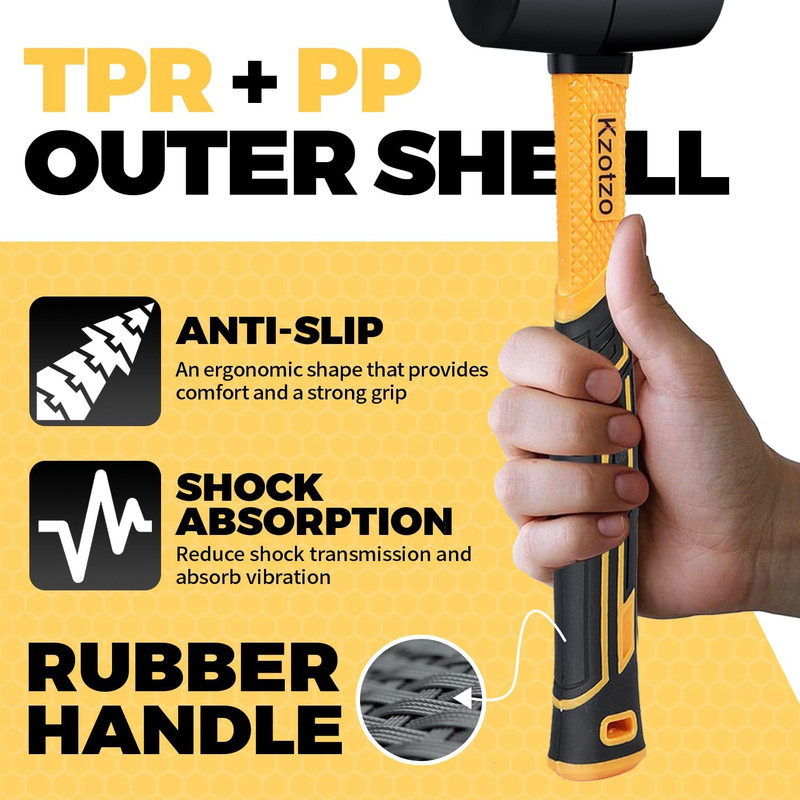 2-Piece Rubber Mallet Hammer Set, 8oz Rubber Hammer Mallet & 25mm Double-Faced S gallery