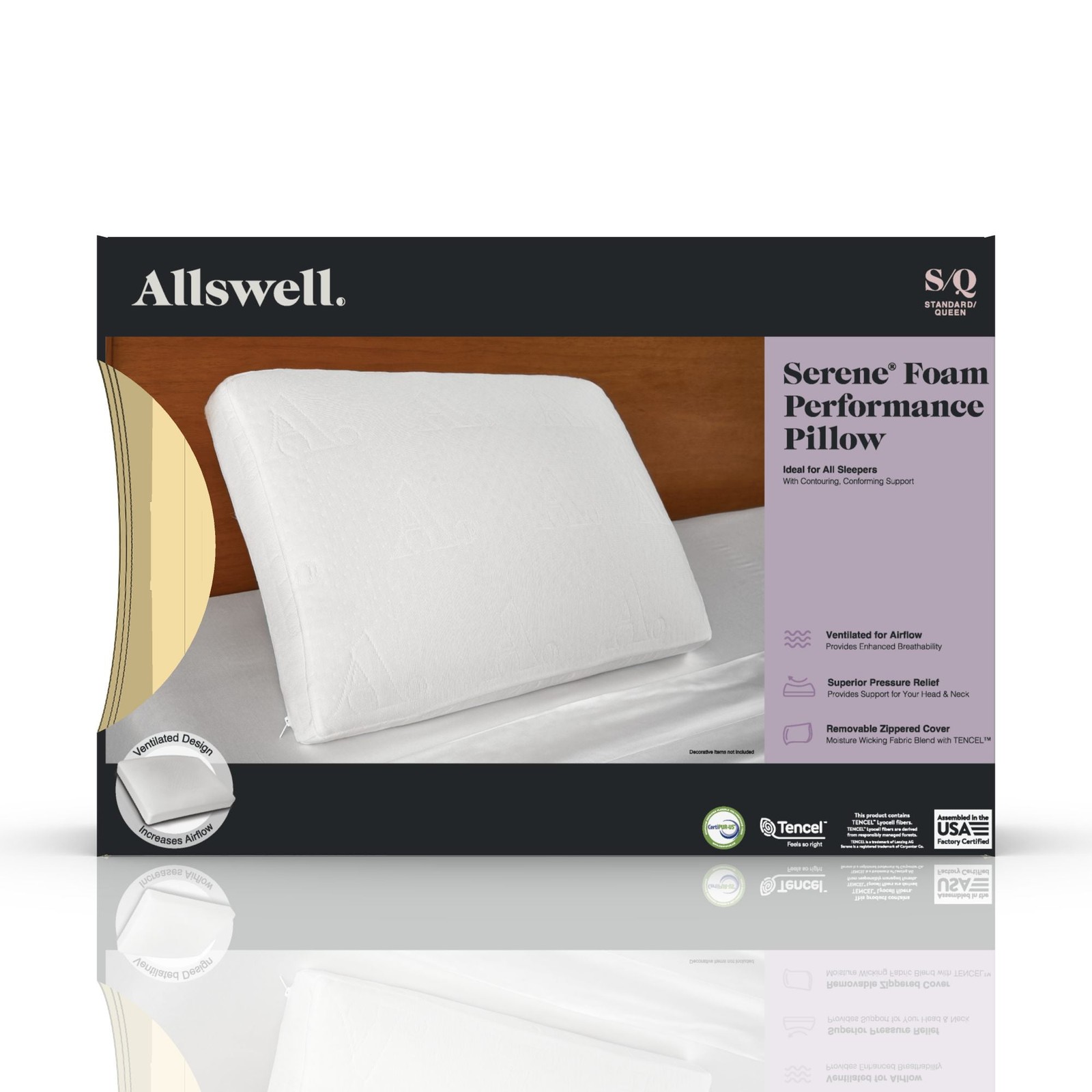 TENCEL Cooling Standard Queen Size Pillow for Bed with Serene Foam gallery