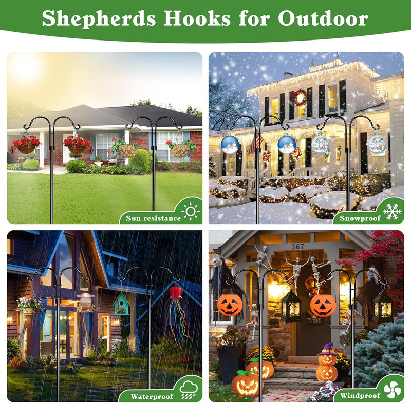 LWWTBS Double Shepherds Hooks for Outdoor (2Pack,76 Inch) Heavy Duty Adjustable gallery