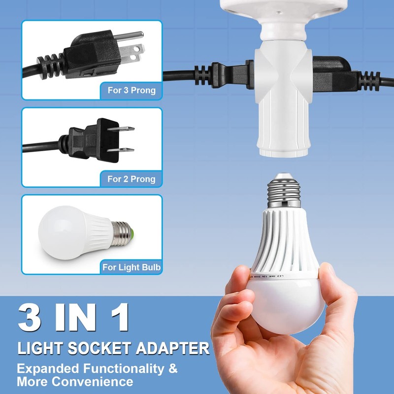 Light Socket to Plug Adapter 2 Pack, 2&3 Prong Light Bulb Outlet Socket Adapt... gallery