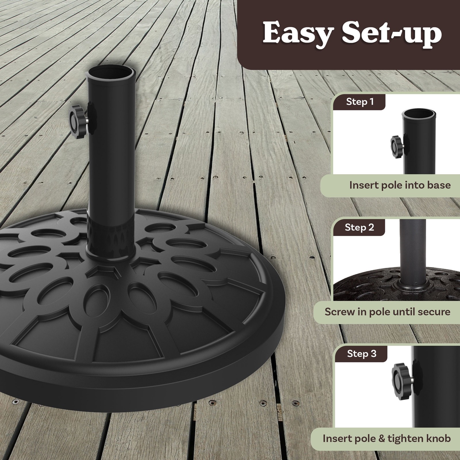 19lbs Weighted Umbrella Base Freestanding Umbrellas Black gallery