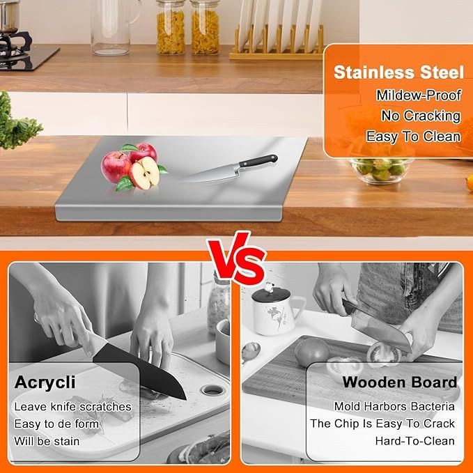 Stainless Steel Cutting Board Double-Sided Baking Tray Multi-Purpose Kitchen Gif gallery