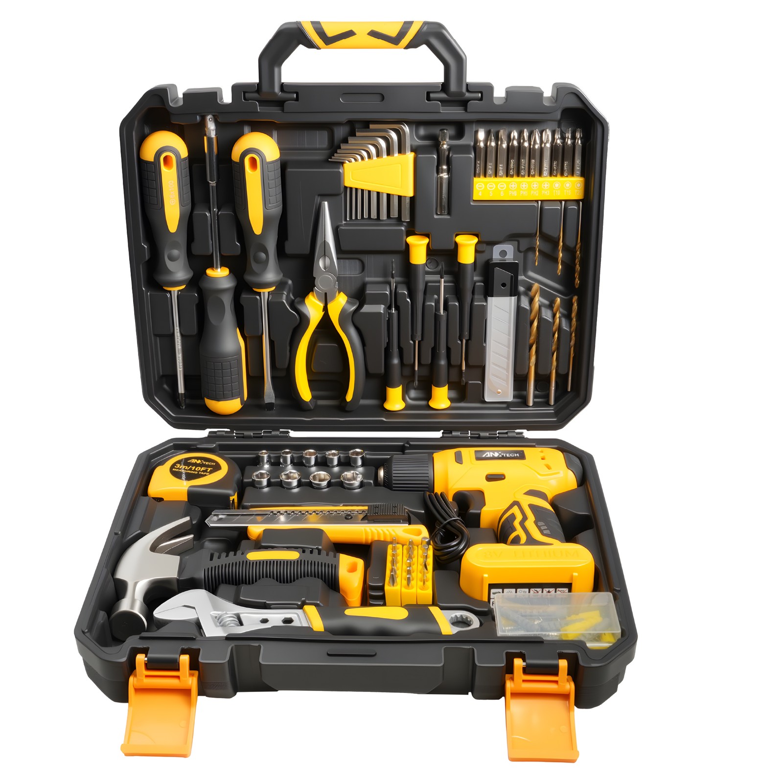 ANXTECH 154pcs Electric Drill Tool Kit Hand Tool Set Cordless Portable Toolbox gallery