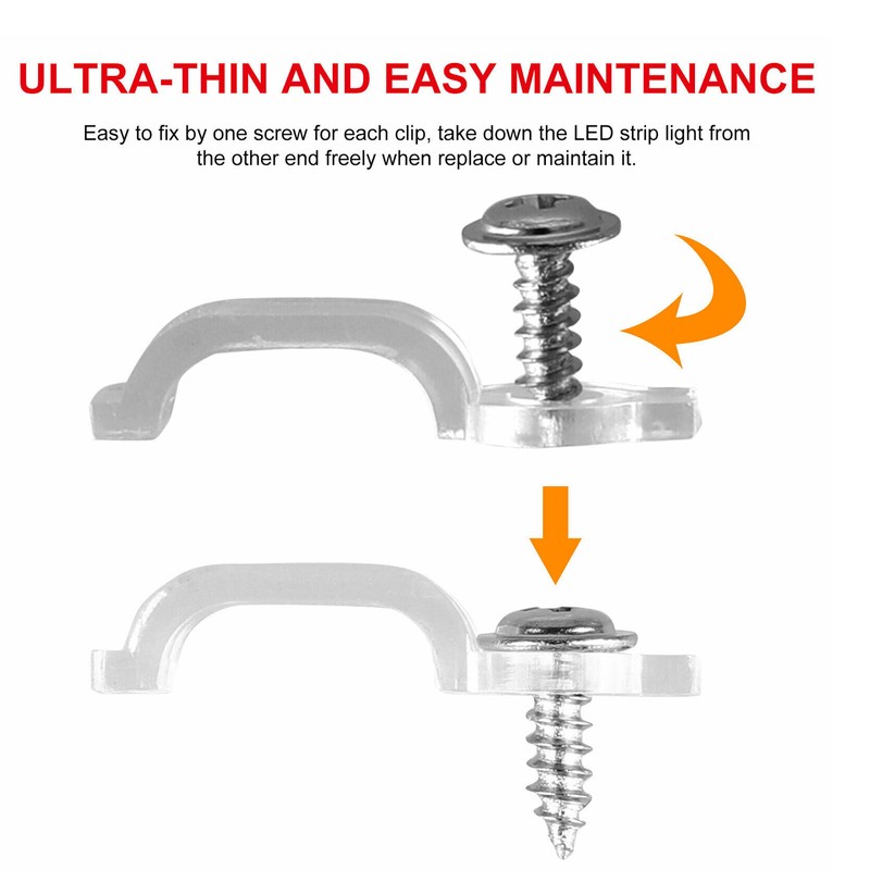 100Pcs/Set Mounting Bracket Clip Fastener For Fixing 5050 RGB LED Strip Light US gallery