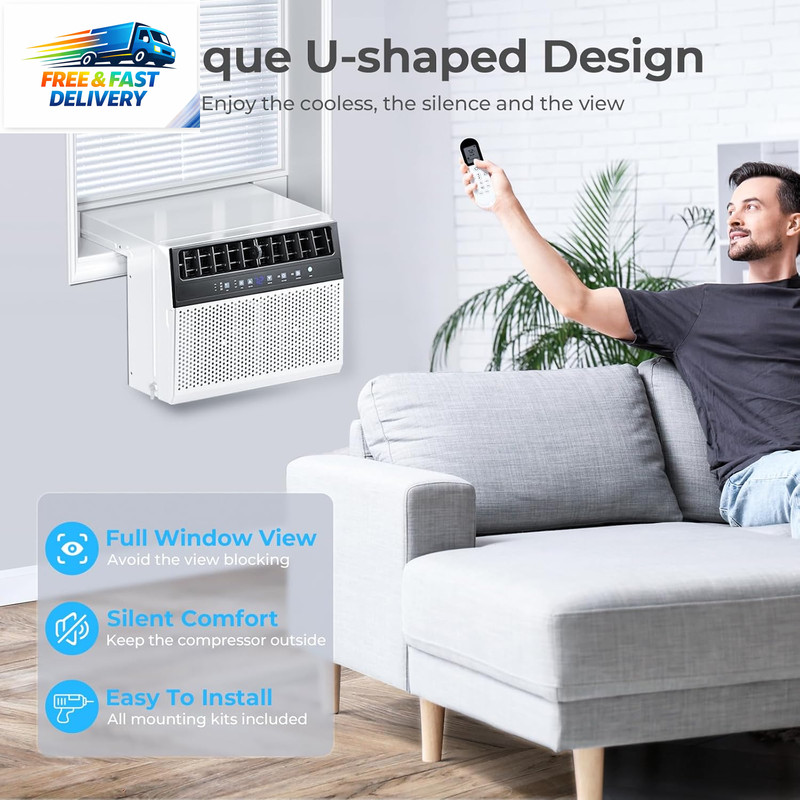 U-Shaped Window Air Conditioner,Window AC Unit Cools up to 450 Sq.Ft,Saddle Air gallery