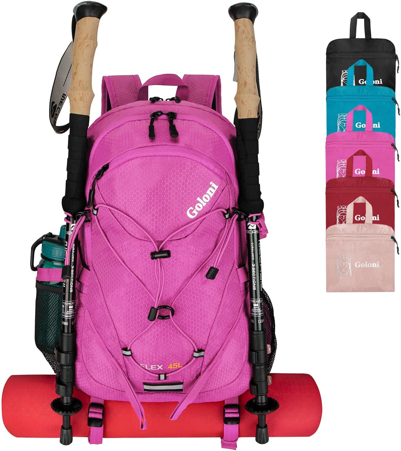 45L Hiking Backpack Lightweight Foldable, Waterproof Camping Backpack with Rain