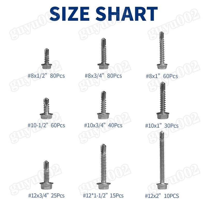 Hex Washer Head Self Drilling Sheet Metal Tek Screws Stainless Steel #8 #10 #12 gallery