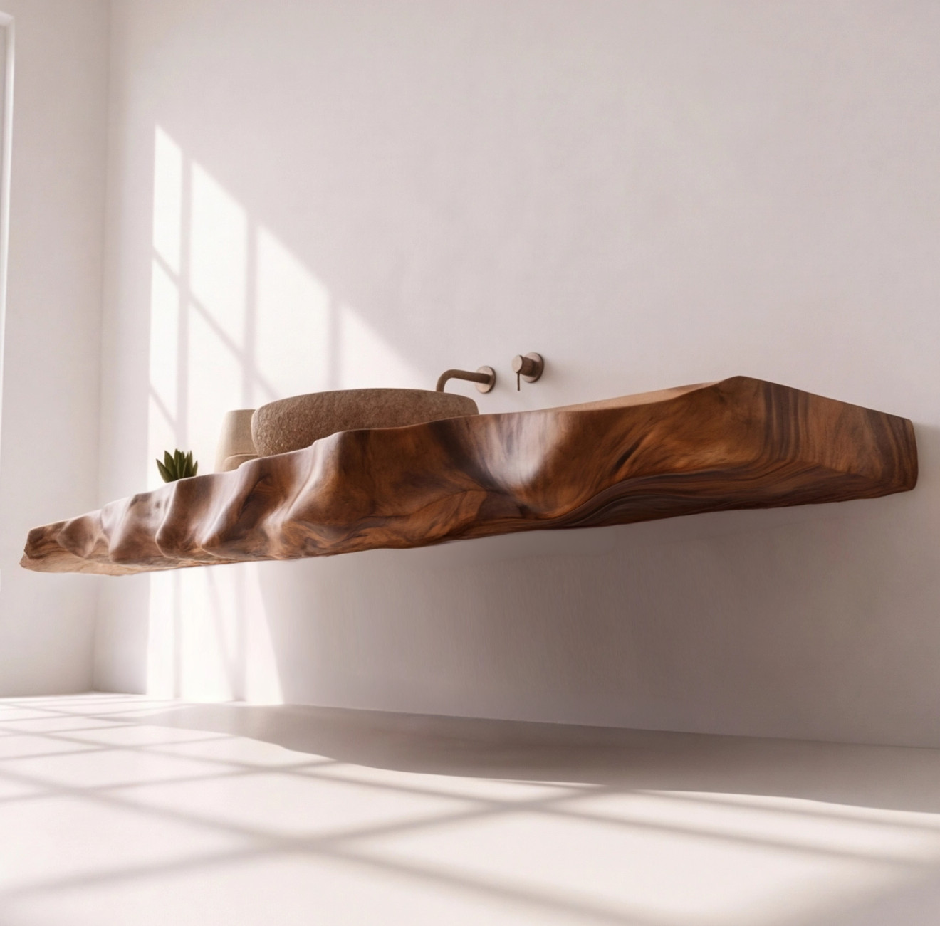 Bathroom Vanity Modern Rustic Solid Wood Live Edge Floating Sink CounterBathroom gallery