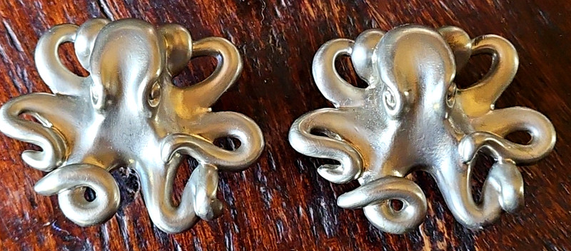 Octopus Drawer Knobs Pulls Set of 2 Satin Nickel Cabinet Hardware New gallery