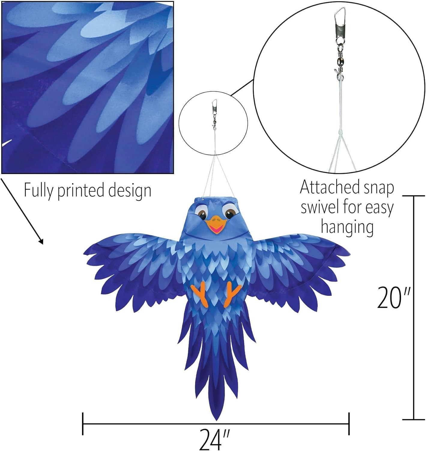 In the Breeze Blue Bird Windsock #5272--24" Wide Colorfully Printed Windsock gallery