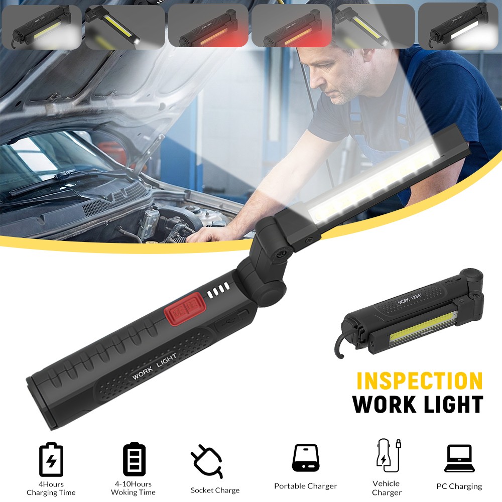 1/2Pack 1200mAh LED Work Light Magnetic Rechargeable Torch Light 6 Lighting Mode gallery