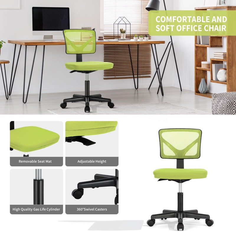 Ergonomic Low Back Computer Chair Adjustable Rolling Swivel Task Chair Green gallery