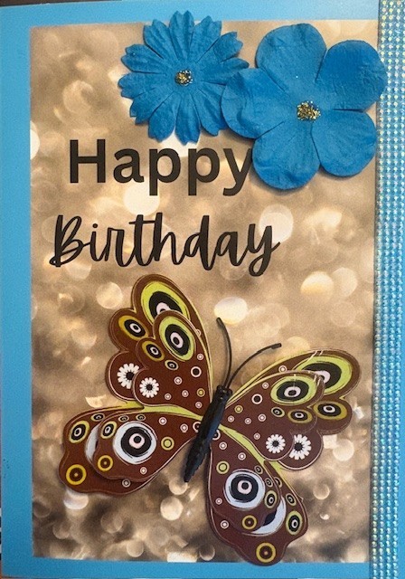Hand-made Bright Blue Flower Greeting Card - 5x7" (single item) gallery