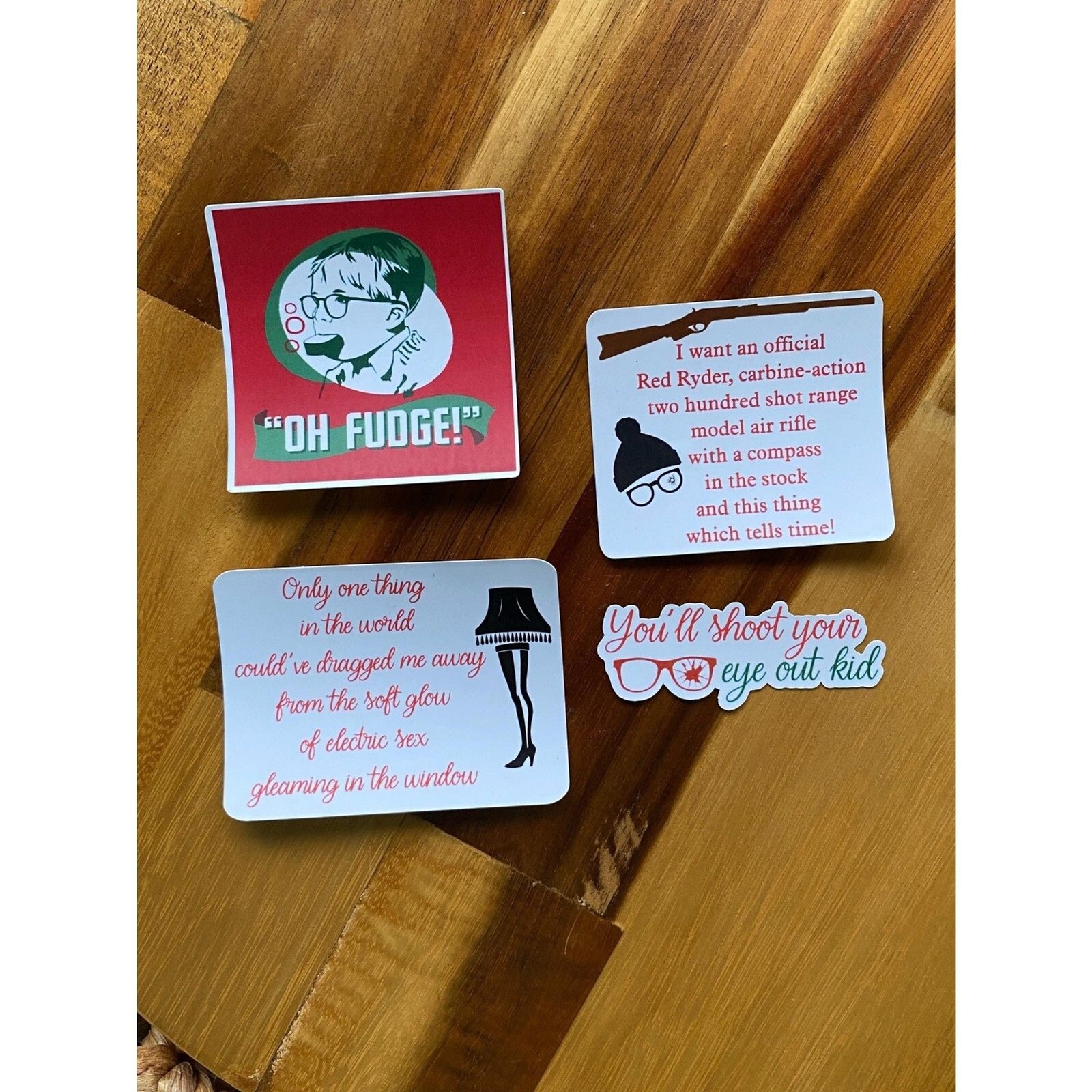 A Christmas Story Sticker Set (4) Ralphie Waterproof Movie Inspired Leg Lamp gallery