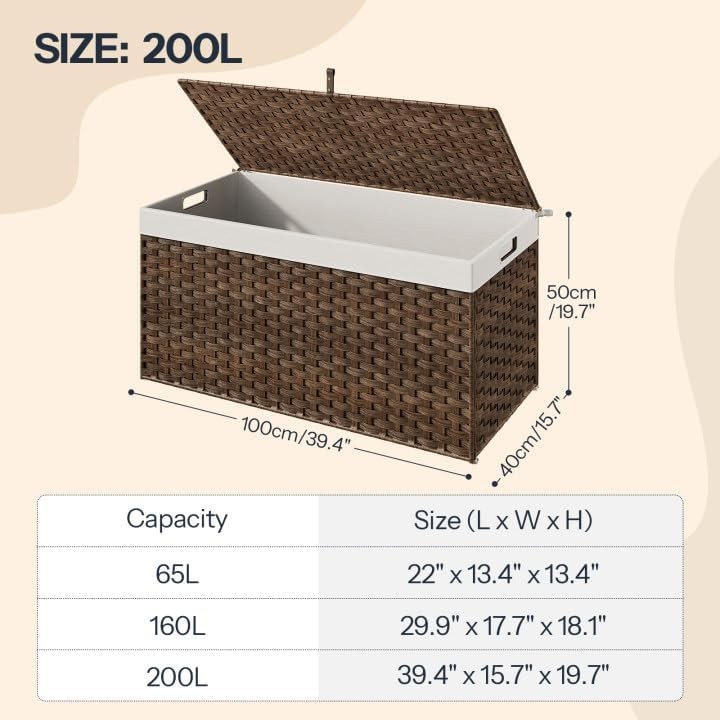 Rectangular Storage Basket: 200L Capacity with Soft Lining & Metal Frame gallery