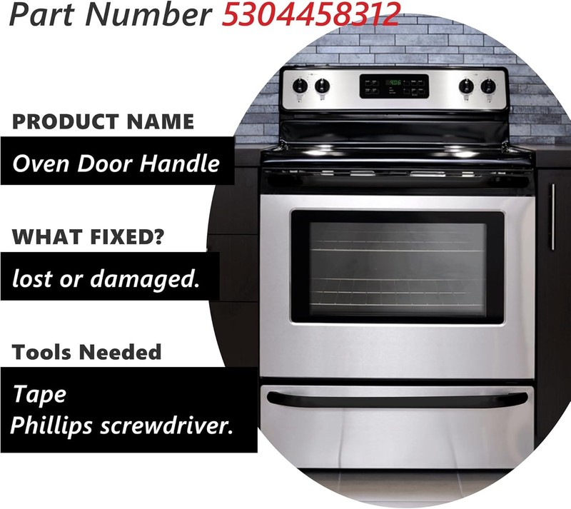 Black Handle Compatible with Frigidaire Kenmore Wall 5304458312 with 2 Screws gallery