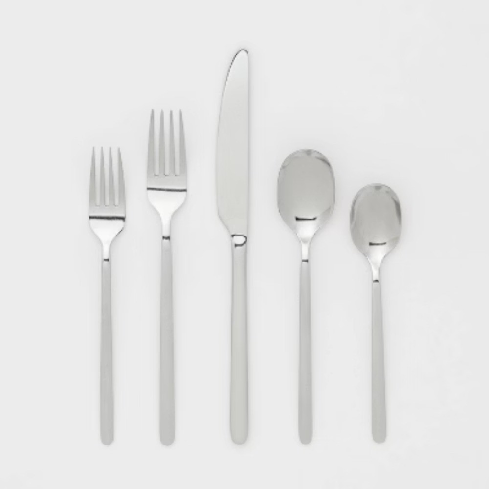 20pc Flatware Set Silver: Stainless Steel Silverware Set, Includes Forks, Spoons gallery