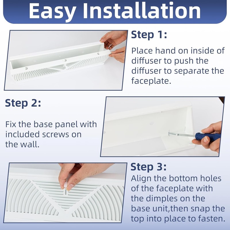 18" Baseboard Register Vent Cover White Adjustable Airflow 18x4.5 gallery