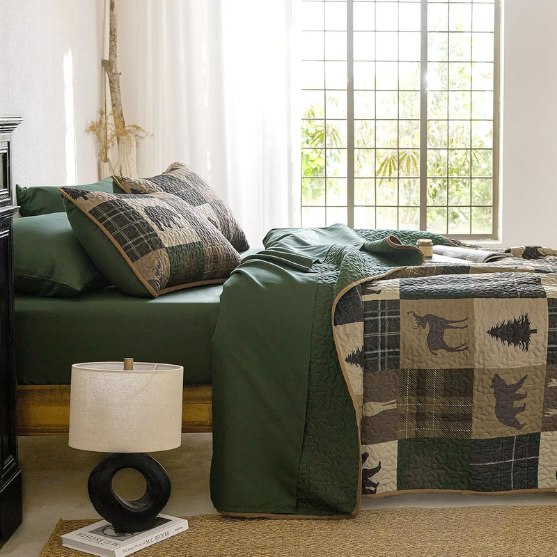 Rustic/Patchwork/Country,Reversible Lightweight Bedspread Set - GG Home gallery