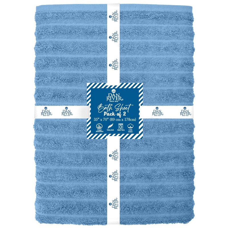 Bath Sheet 2 Pack Medium Blue 35x70 Inch Ribbed Luxury Cotton Large Towel Art gallery