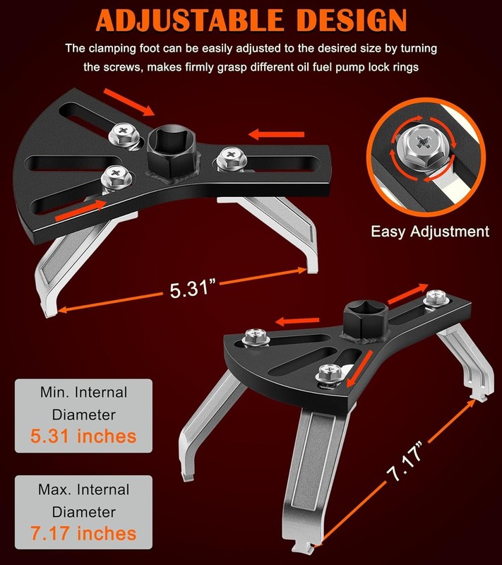 For Universal Fuel Tank Lock Ring Tool 5.31-7.17" Adjustable Removal Installer gallery