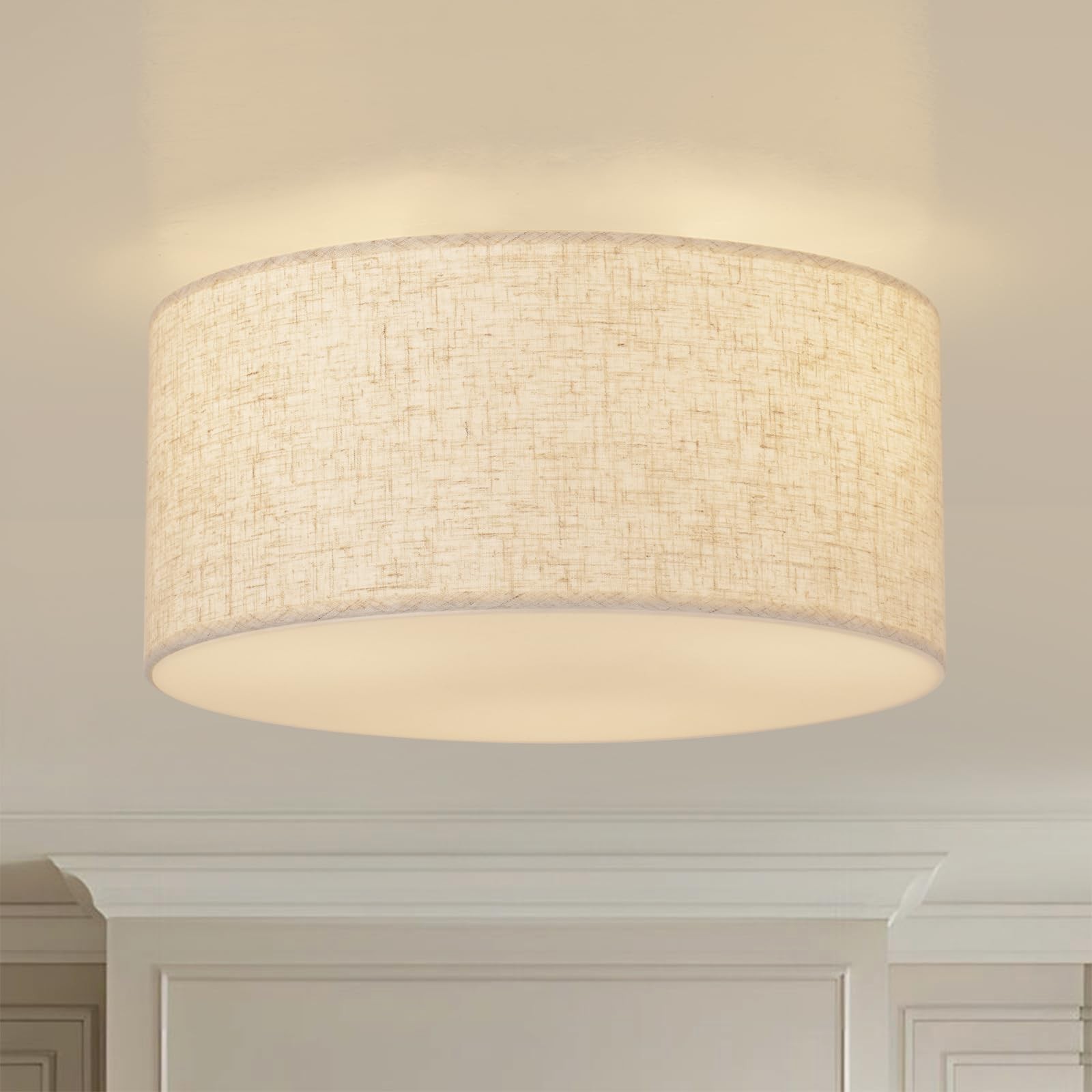 13Inch Semi Flush Mount Ceiling Light Fixture,3-Light Ceiling Mount Drum Light F gallery