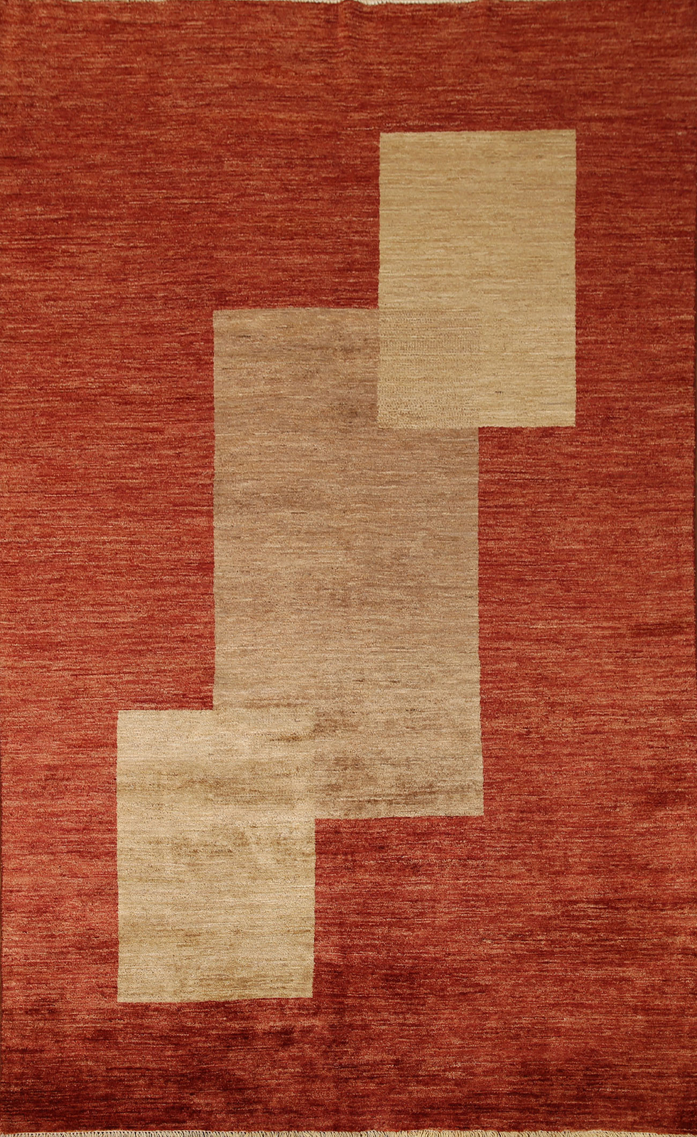 Modern Rust/ Gold Wool Hand-knotted Gabbeh Vegetable Dye Area Rug Carpet 6x8 gallery