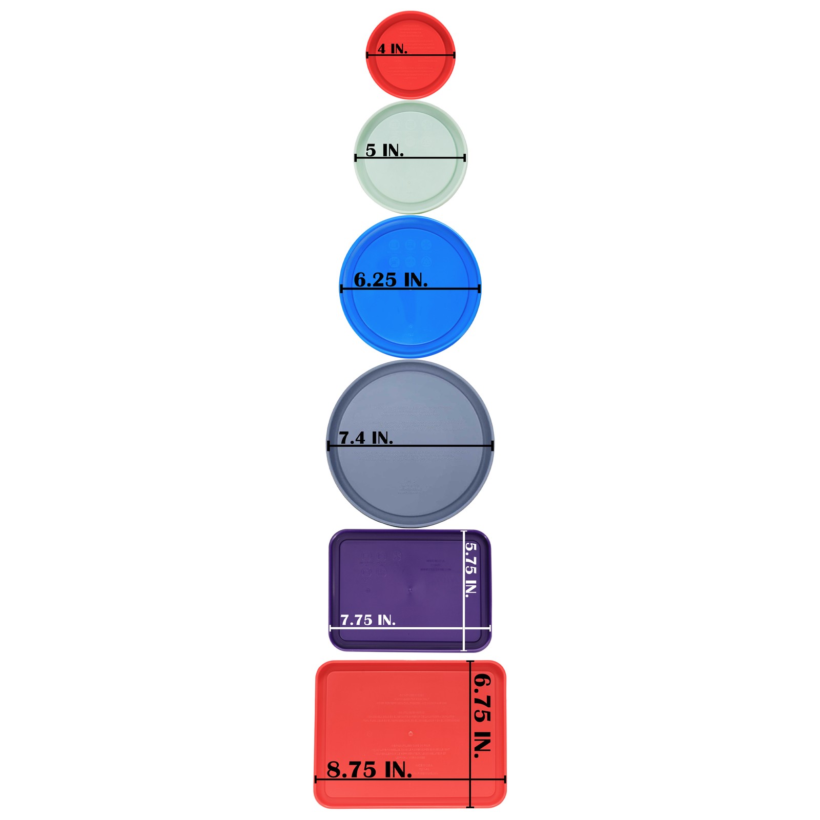 Pyrex Seaflare Lids: (1) 7202, (2) 7200, (2) 7201, (1) 7402, (2) 7210, (1) 7211 gallery