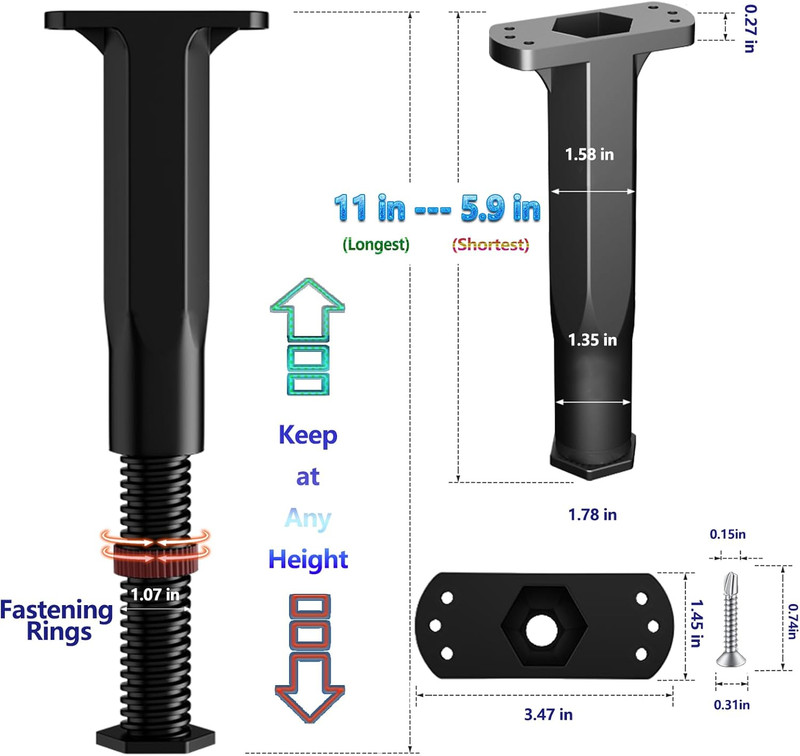 2PC Bed Frame Support Legs Stabilizer Replacement Universal Slat Reinforcement 5 gallery
