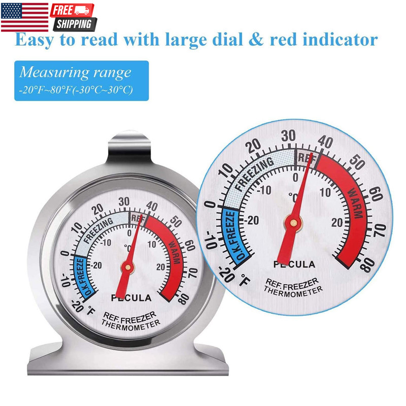 2 Pack Refrigerator Thermometer, 30-30°C/20-80°F, Classic Fridge Thermometer Lar gallery